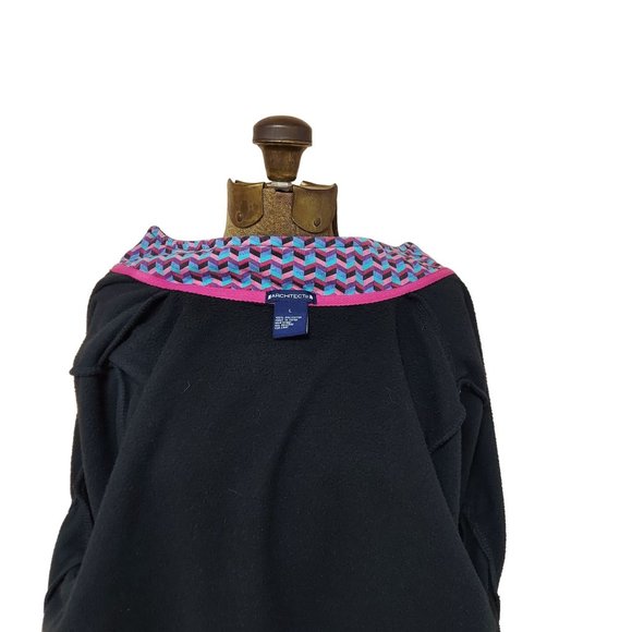 Architect Black Pink Fleece Full Zip Jacket High Mock Neck Womens Large - Picture 7 of 9